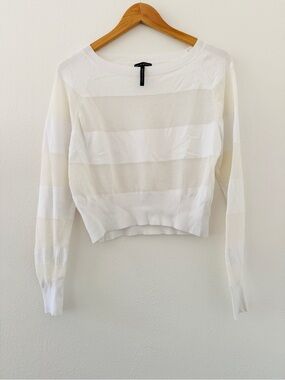 Sarah Pacini Made in Italy One Size White Stripe Sweater
